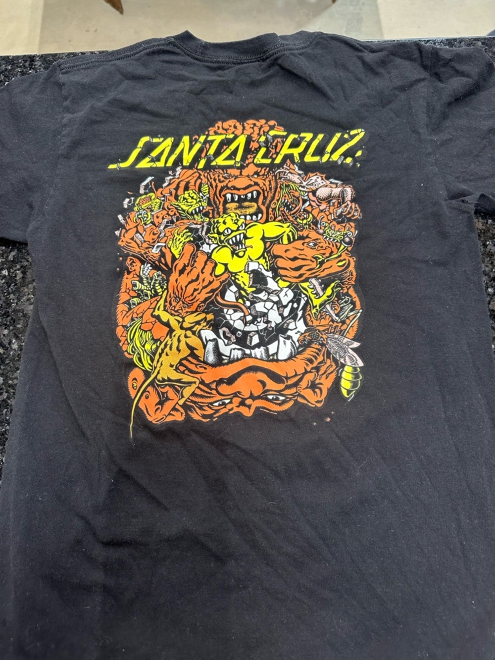 Santa Cruz Skateboards Black Tee with Yellow Chest Logo